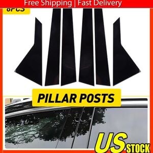 6x Black Pillar Posts Cover Door Trim For HYUNDAI GENESIS G80 2015-2022 Sedan (For: Genesis G80)