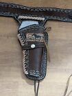 LEATHER WESTERN 22CAL RIGHT HAND TOOLED HOLSTER RIG GUN BELT