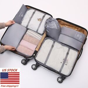 7PCS Travel Luggage Organizer Set Suitcase Storage Bags Clothing Packing Cubes