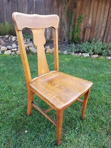 Antique Tiger Oak Wood Chair * Desk Dining Side Chair * Early 1900's