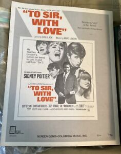 TO SIR WITH LOVE- SIDNEY POITIER (LULU)  SHEET MUSIC -Vintage 1960’s