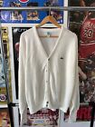 Vintage 80s 90s IZOD Lacoste Cream Cardigan Sweater Size Large Made In USA