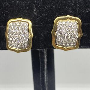 Vintage Pave Diamond 2.0 TCW 14k Yellow Gold Pierced Earrings