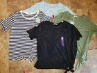 Nwt Womens Green Envy Tie Front Tee Shirt Short Sleeved Green Blue Black Striped