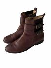 Frye Anna Gore Ankle Boots Women’s Size 8.5 Brown Leather Buckles Zip Comfort