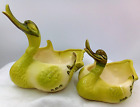 Hull Pottery Chartreuse Goose Planters Swan Duck Bowl Green Vintage USA Set of 2