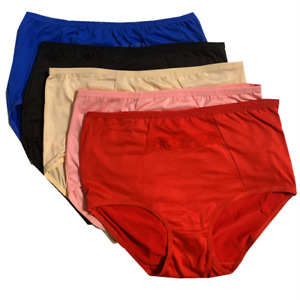 Lot 5 Women's High Waist Poly Briefs Highcut Cotton Underwear Panties (#9748)