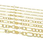 10K Real Yellow Gold 2mm-9mm Italian Figaro Link Chain Pendant Necklace 16