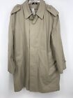 Oleg Cassini Men Size 44 Long Tan All Weather Trench Coat Zip Out Lining EUC
