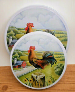 4 Piece Country Barn Rooster Electric STOVE RANGE BURNER COVERS Round NEW