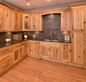 All Wood RTA 10X10 Natural Hickory Shaker Kitchen Cabinets Knotty Rustic