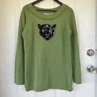 Vintage Storybook Knits Relaxed Top Size M Panther Cats Long Sleeve Pullover Y2K