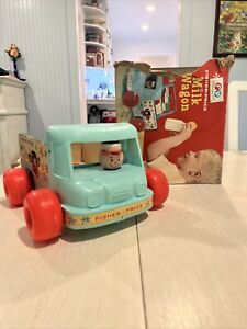 Vintage 1967 Fisher Price MILK WAGON Truck Pull Toy Wood Collectible