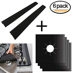 Stove Burner Covers  4 Pack + Silicone Stove Counter Gap 2 Pack for Kitchen