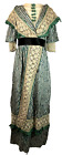 STYLISH FANCY Edwardian 1910s Green Stripe Dress Lace Insert Fichu Collar