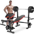 Adjustable Weight Bench Folding Bench Press with Barbell Rack Full Body Workout^