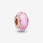 Pink Shimmer Glass Authentic Pandora Rose Gold Plated Murano Glass Charm Spring