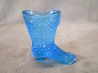 Vintage Fenton Art Glass Blue Daisy & Button Boot Shoe Collectable 4