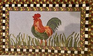 Small Rug Rooster Checkerboard Design 33