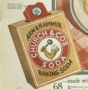 ARM & HAMMER - CHURCH & COS BAKING SODA Color Print Ad -  Pancake Motif - 1928