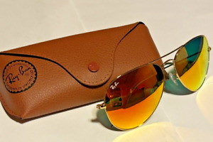 Ray Ban Aviator Sunglasses Gold Frame With Orange Mirror Lenses 55mm