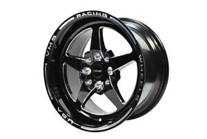 2x VMS Black V Star Drag Racing Wheels Rims Front Or Rear 15x8 4x100 +20 ET 73.1