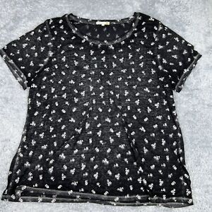 C&C California Black Floral Burnout Short Sleeve T-Shirt Size 2X