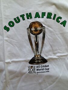 NEW - ICC Cricket World Cup South Africa 2003 T-Shirt Large White Green Official