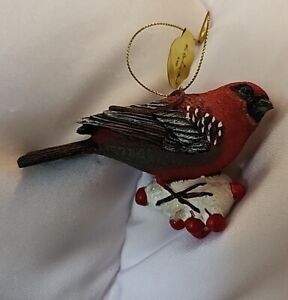 Danbury Mint hand painted songbird Christmas Ornament - Pine Grosbeak