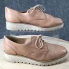 Nine West Shoes Womens 8.5 M Winslit Lace Up Oxford Wedge Heels Pink Leather