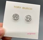 Tory Burch Miller Silver Stud Logo Earrings
