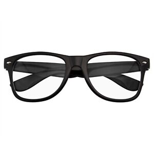 MENS WOMENS NERD BLACK GEEK GLASSES GLOSSY CLEAR LENS Clear frame sunglasses