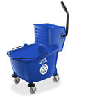 Commercial Mop Bucket & Side Press Wringer - 33 Quart Blue