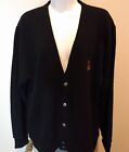 Vintage Izod Cardigan Grandpa Sweater Mens Medium Black Button USA Logo Acrylic