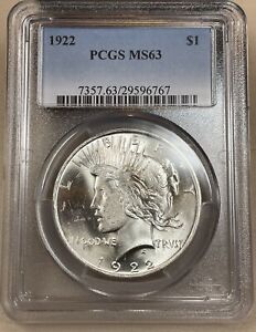 New Listing1922 Peace Silver $1 Dollar Coin PCGS MS 63 - Bright Coin Tons Of Luster!