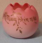 1893 Chicago World’s Fair 3.6” MOUNT WASHINGTON PEACH BLOW ROSE BOWL Vase