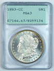 1883-CC Morgan Silver Dollar - PCGS MS 63 - Rattler Holder