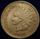 1867 INDIAN HEAD CENT PENNY VF OBVERSE HIT JUST INIDE RIM AT K-12, SEMI-KEY DATE