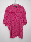 Maggie Barnes Size 4X 30/32 Pink Crinkle Stretch Button Front Collar Lightweight