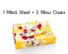 DaDa Bedding Bright Sunshine Yellow Hummingbirds Floral Garden Fitted Bed Sheet