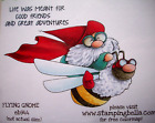 Flying Gnome on bee Good Friends stamping bella rubber stamp