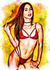 Riley Reid Actress Model Celebrity 2/5 ACEO Fine Art Print By:Q Yellow/Red