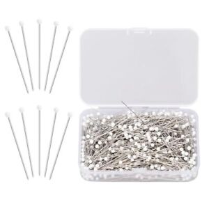500PCS Pearled Head Straight Pins, Sewing Pins for Fabric, White Straight Head