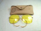 VINTAGE  RAY BAN B & L  SUNGLASSES SHOOTING YELLOW LENS WITH CASE 1/30 10K GOLD