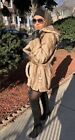 Real Natural mink Fur Coat Jacket with hood and belt Made in Russia норка Size S