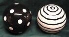 Two BERRYWARE Ornamental Ceramic Black & White BALLS not Salt & Pepper Shakers!