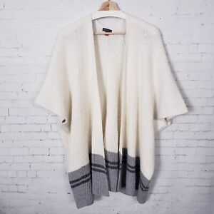 Vince Camuto Knit Poncho Oversized Sweater Size XS / S Cream Gray Open Front