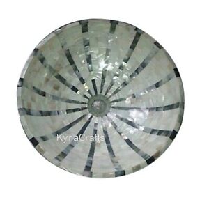 Mother of Pearl Overlay Work Decorative Sink Round Shape Marble Counter Top Sink