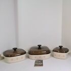 Corning Ware 6 Piece Set FOREVER YOURS Casserole Dish Set w/ Amber Lids