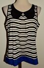 New Six Degrees of Separation Tank Top XL Striped Peter Pan Collar Blouse